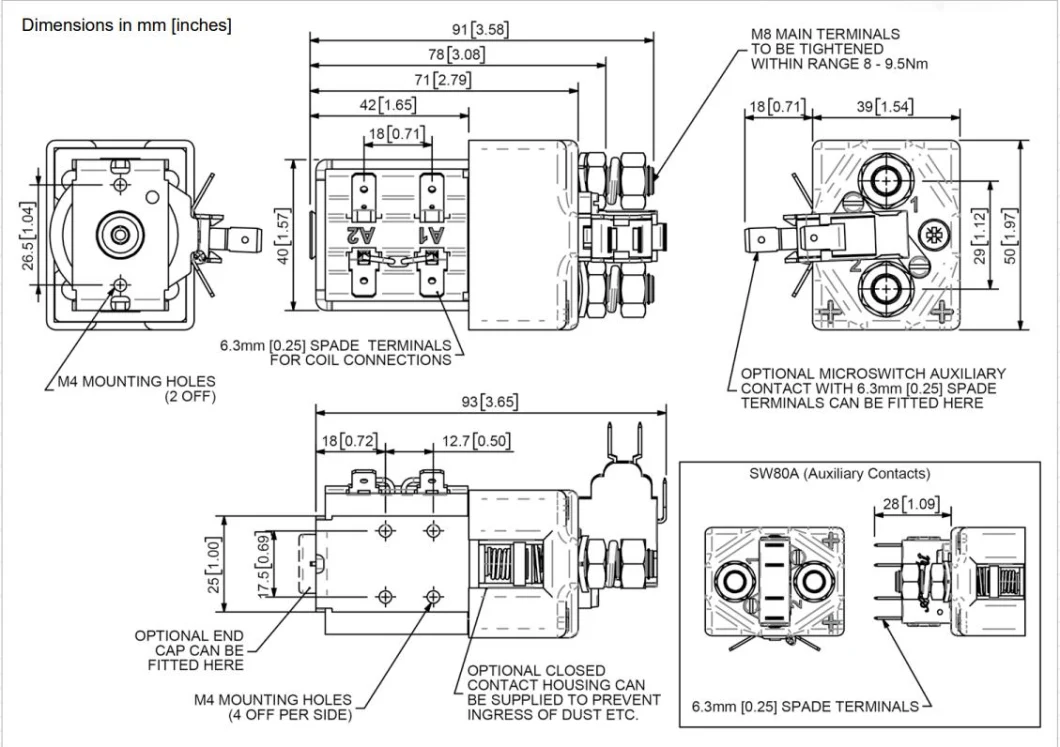 Wholesaler Electrical Contactor Albright Sw80-65 (ZAPI B2SW11 / B2SW12) 24V 125A