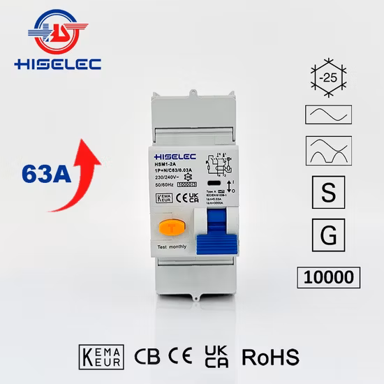RCBO electromagnético de alta calidad con capacidad de empanado de cortocircuito 10ka